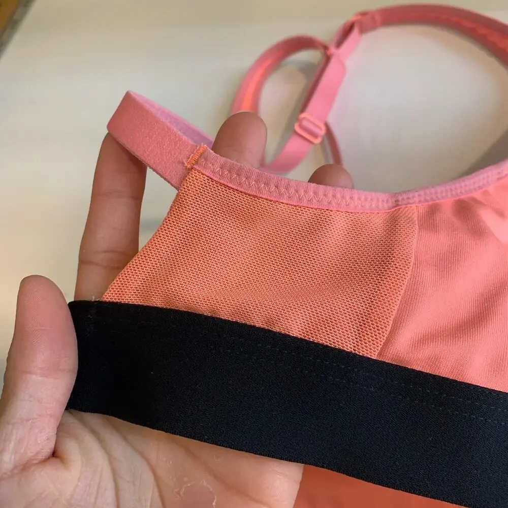 Nike Sports Bra Womens S Small Salmon Black Dri Fit Open Crossback‎ Unpadded